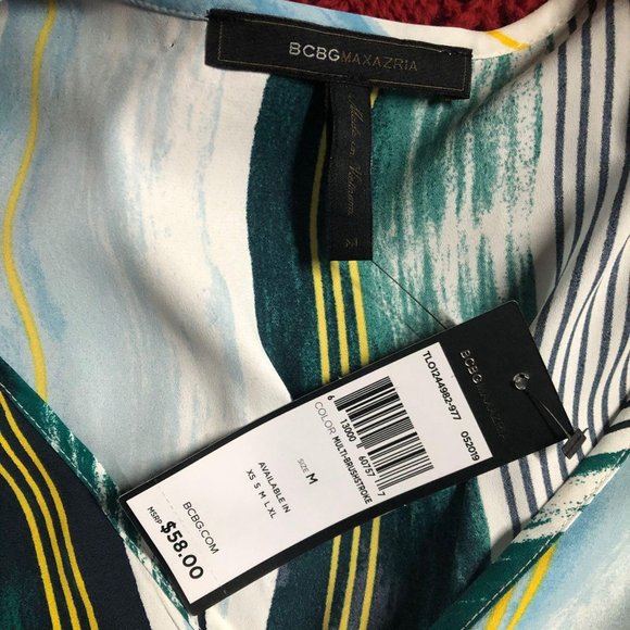 Womens NWT BCBGMAXAZRIA Stripe Tie Front Crop Top - Picture 8 of 9